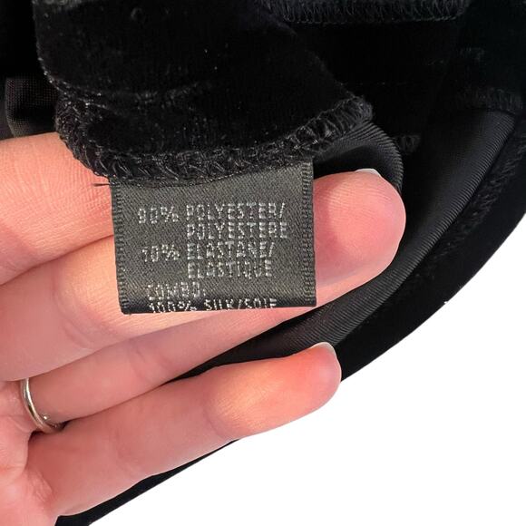 Lafayette 148 New York Black Velvet Blouse with Ivory Satin Collar - Picture 7 of 9